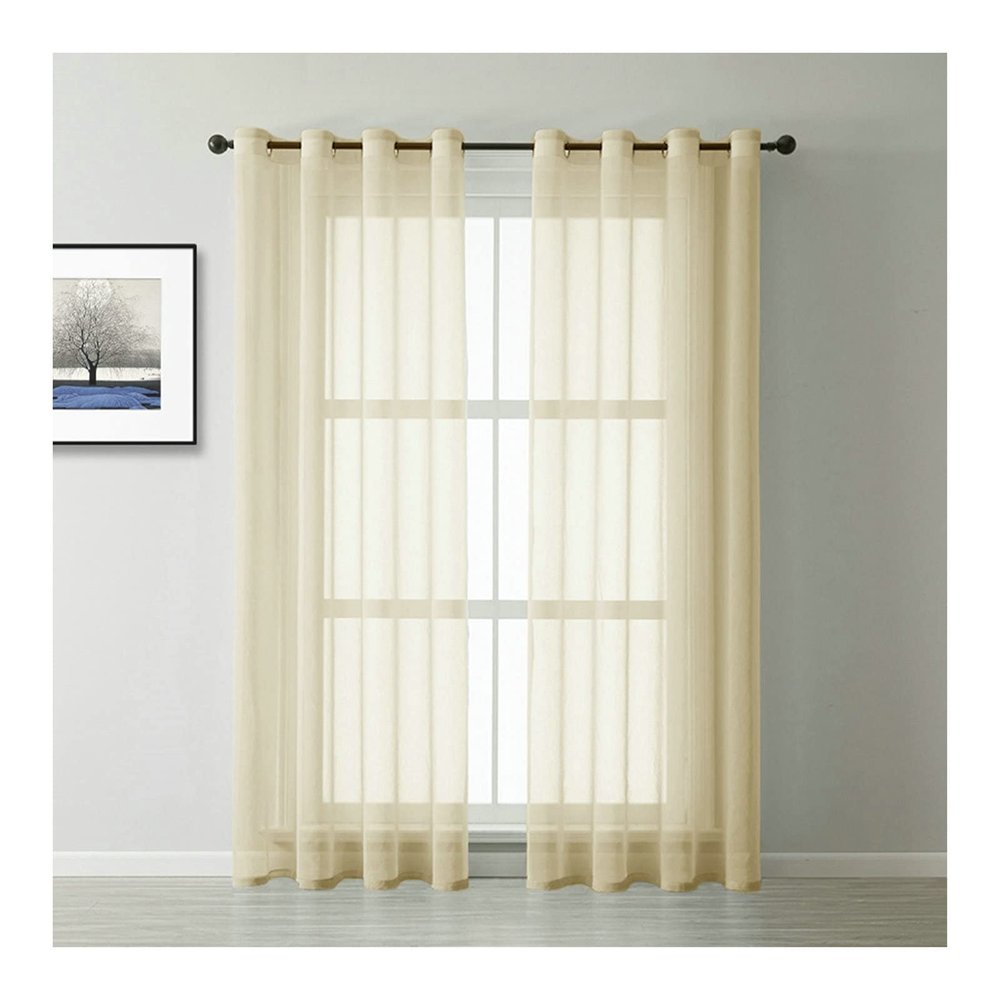42x63 Curtains Sheer Long, Long Curtains Lace Solid Color Polyester Light Yellow Sheer Curtains 63 Inch Length Kids Room Grommet