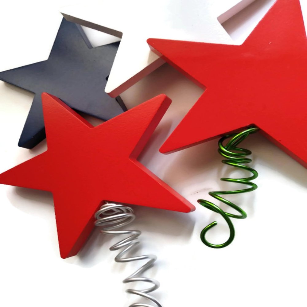 Red 6 Inch Tree Star Topper for Christmas, Valentine's Seasonal Trees, 4th of July Decor, Home or Office