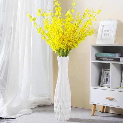 Ceramic Floor Large Vase 17.7 Inches Tall,White Modern Flower Tall Vases for Office, Home,Farmhouse,Living Room Dcor,Simple Origami Design Fall Decorative Porcelain Flower Arrangement Vase Ideal Gift