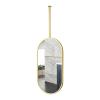 Oval Mirror for Ceiling Hanging, Wall Mirror Floating Bathroom Vanity Mirror, Ceiling Mounted Mirror with Black Metal Frame and Boom - Gold, Customizable (Size : 40cmx70cm) view 1