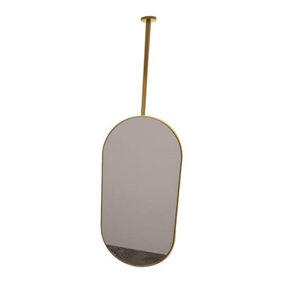 Ceiling Mounted Mirror with Ceiling Hanging Rod, Vanity Mirror Bathroom Creativity Decorative Mirror, Home or Hotel Large Oval Mirror, Gold (Size : 40cmx70cm)