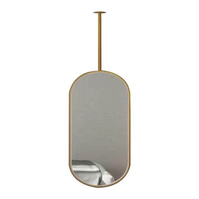 Gaommini Ceiling Mounted Hanging Rod Mirror with Gold Metal Frame and Boom, Wall Mirror Bathroom Vanity Decorative Hanging Mirror, Large Oval Mirror (Size : 40cmx70cm)
