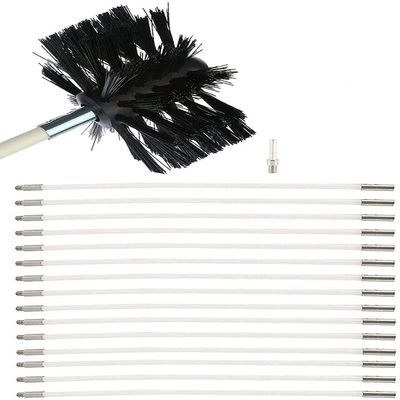 chimney sweep kit Chimney Cleaning Brush Kit, Duct Vent Cleaning Set With 6/9/12/15/18 Nylon Rods 1 Brush Heads Chimney Sweep Kit For Fireplace Dryer Vent Sewage Pipe ( Color : 15 Rods , Size : 410mm