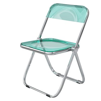 AoForce Transparent Folding Chair, Acrylic Chair, PC Plastic Living Room Seat, Modern Dining Chair, with Chrome Frame,No Need to Install (Color : Blue)