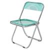 AoForce Transparent Folding Chair, Acrylic Chair, PC Plastic Living Room Seat, Modern Dining Chair, with Chrome Frame,No Need to Install (Color : Blue) view 1