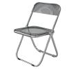 AoForce Transparent Folding Chair, Acrylic Chair, PC Plastic Living Room Seat, Modern Dining Chair, with Chrome Frame,No Need to Install (Color : Grey) view 1