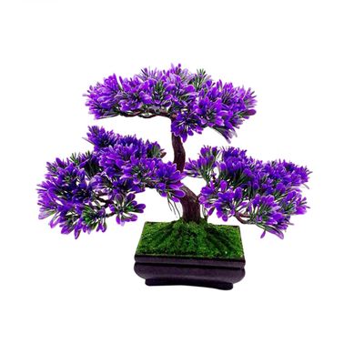 Hoement Artificial Plants Bonsai Guest-Greeting Pine Purple Mini Tree Desk Home Decor Simulation