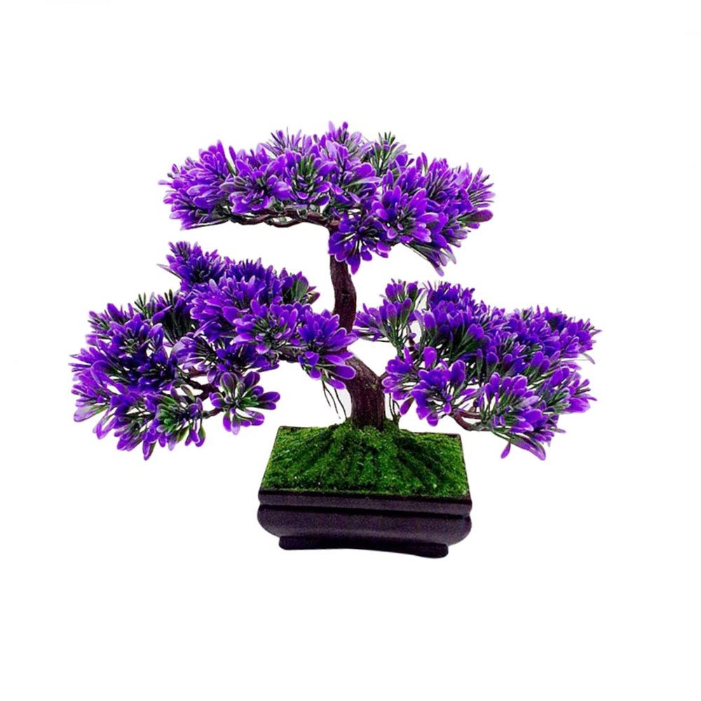 Hoement Artificial Plants Bonsai Guest-Greeting Pine Purple Mini Tree Desk Home Decor Simulation
