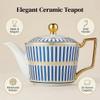 CWLWGO- Royal Ceramic Teapot, Elegant White Golden Tea Pot, Blooming & Loose Leaf Teapot - 24 Ounce,Not included Removable Stainless Steel Infuser. view 2