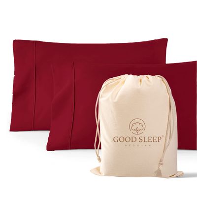 1000 TC Burgundy King Pillowcases Set of 4 100% Egyptian Cotton Pillow Cases with Long Staple Cotton & Sateen Weave, Silky Soft Hotel - Like Bed Pillow Covers for Comfy Sleeping, Snug Fit