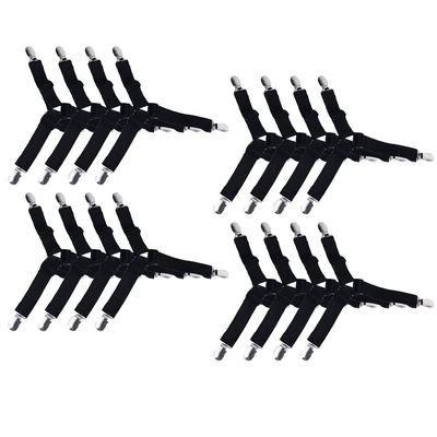 Magik 8-16 Bed Suspender Strap Triangle Gripper Mattress Sheet Clip Fastener Holder (Black 16Pack)