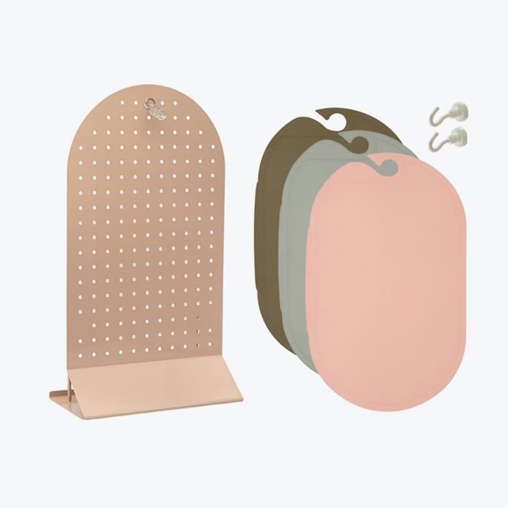 Signim Dono TPU Chopping Board set with Perforated board magnetic holder (4P) Pink 9.45in x 16.9in x 6.3in
