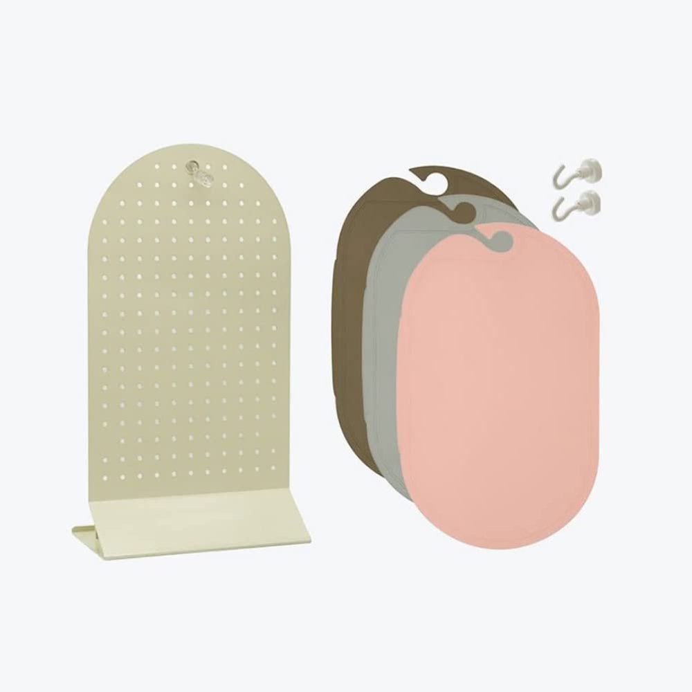 Signim Dono TPU Chopping Board set with Perforated board magnetic holder (4P) Cream 9.45in x 16.9in x 6.3in