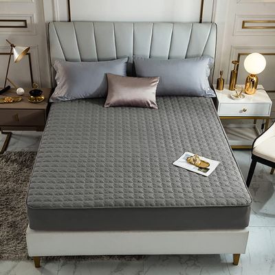 homeemoh Universal Mattress Protector 35.43"x74.8"x11.81", Elastic Fitted Quilted Mattress Topper Pad Cover Dust Proof Mattress Cover,Gray