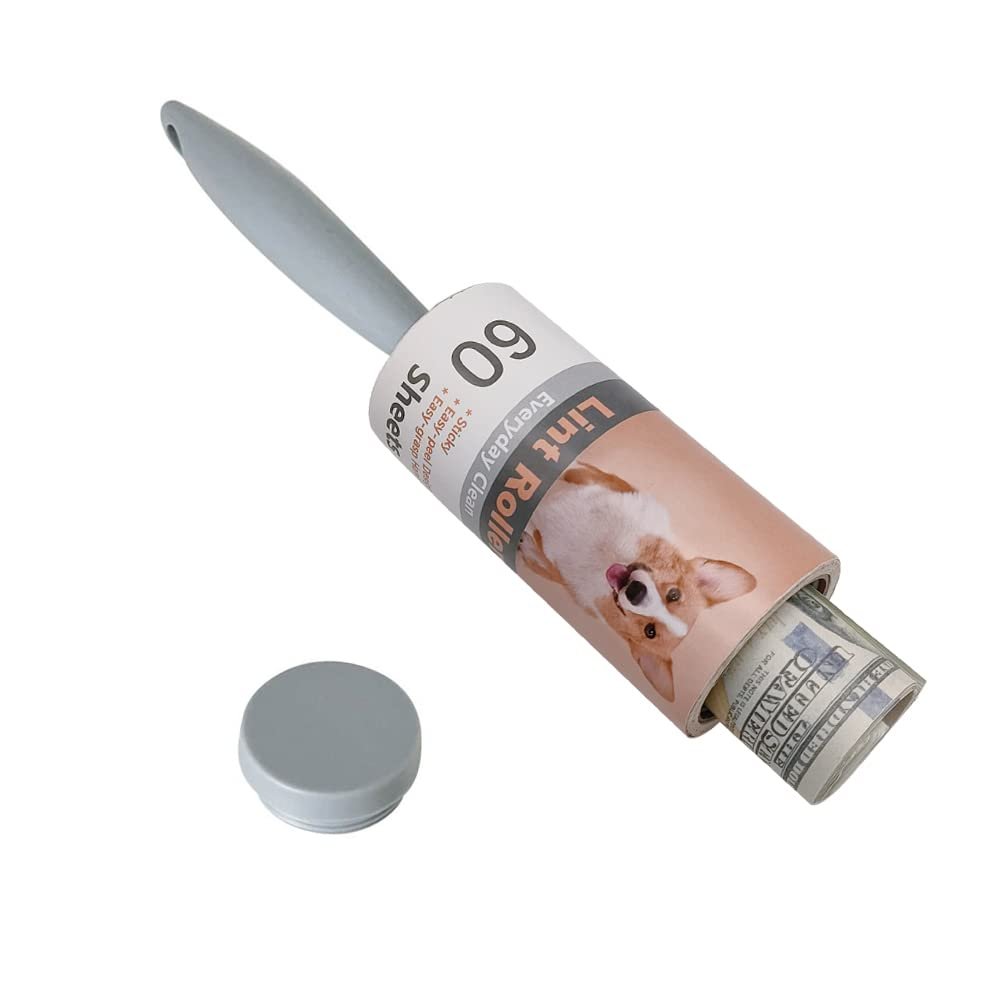MyGiftHub Keep Your Secret- Lint Roller for Diversion Safe-Hidden Compartment for Keys, Cash and Valuables(Dog)