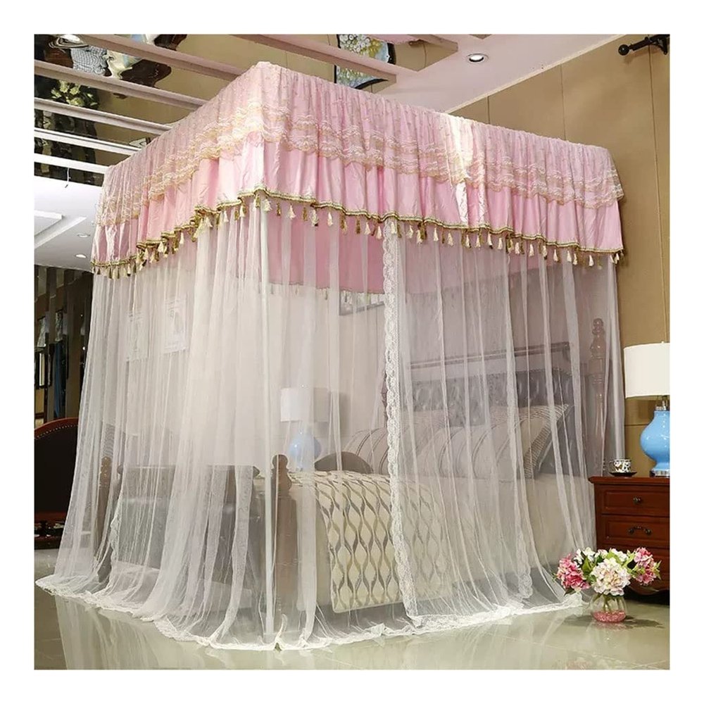 Bed Canopy Luxury Summer Bed Canopy, Thickened Densified Curtain Bed Curtain with Stainless Steel Bracket, Windproof and Dustproof (Color : A4, Size : 180x220x200cm)