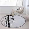 Bamboo Round Carpet Playmat - Play Learn and Have Fun Safely,Crawling Mat, Educational Soft Rug, Shower/Birthday Gift, Silhouette of Spiritual Bamboo Tree Leaves,Black White Diameter 39.3 in view 3