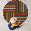 African Chair Mat for Hardwood Floor Round Floor Mats for Office Chair Computer Gaming Desk Mat for Rolling Chair Non-Slip Gaming Rug Geometric Forms and Antique Retro,Yellow Red Diameter 60 in view 1