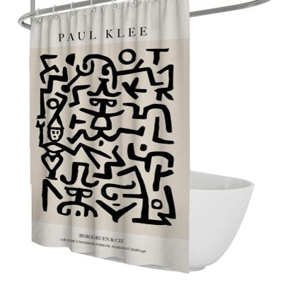 BYJING Art Famous Paintings Printed on Shower Curtain Paul Klee Shower Curtains of Beige Abstract Painting Home Hotel Machine Washable 72W x 72(in)