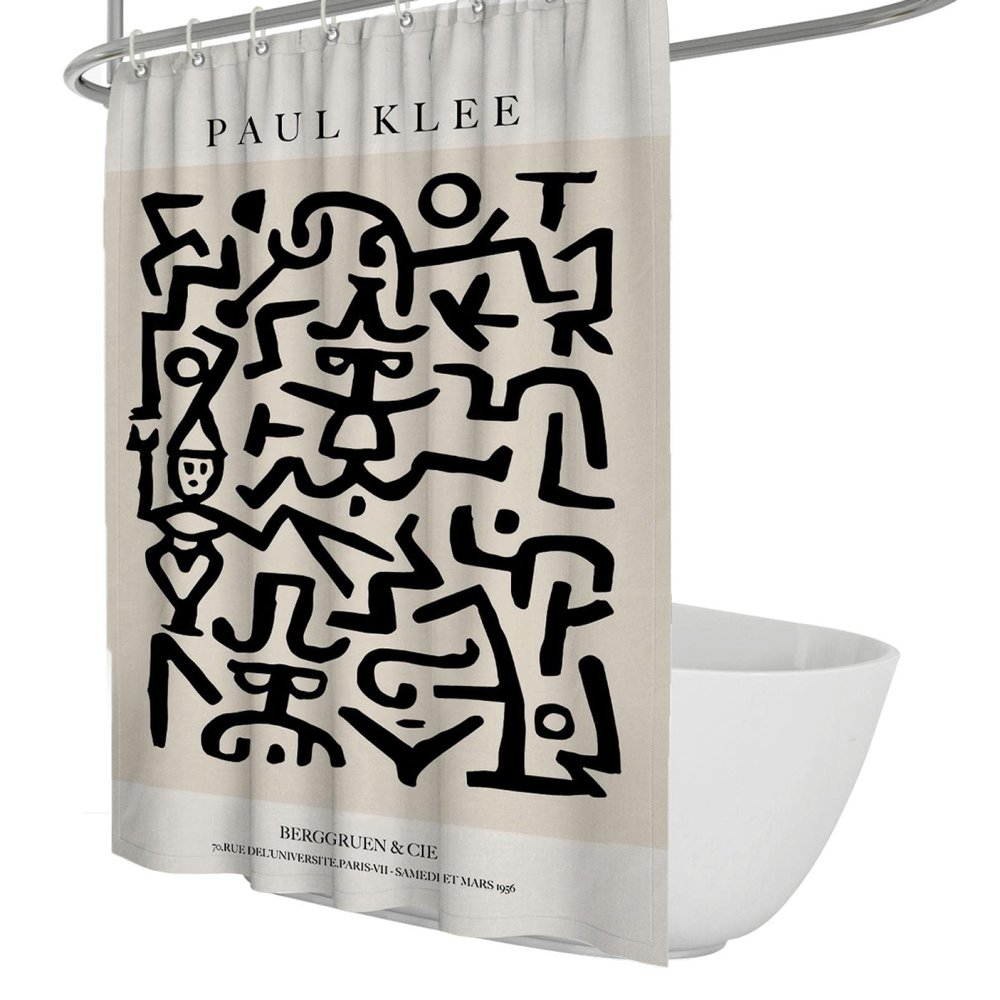 BYJING Art Famous Paintings Printed on Shower Curtain Paul Klee Shower Curtains of Beige Abstract Painting Home Hotel Machine Washable 72W x 72(in)