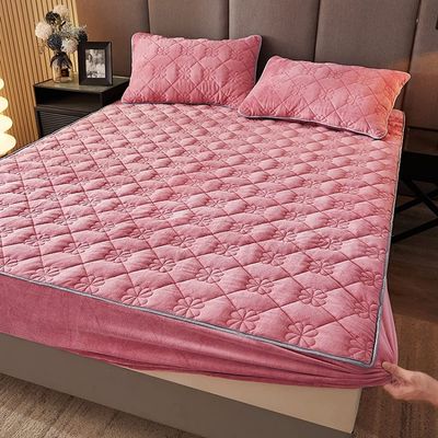 Hotel Luxury Fitted Bedsheets Deep Pocket Crystal Velvet Bed Sheet Thickened Quilted Bedspread Mattress Cover Protector for Bedroom Apartment (Color : 4, Size : Twin120x200cm)