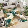 Platinum Striped Tropical Plants Area Rug, Luxurious Green Jungle Leaves Indoor Non-Slip Kids Rugs, Machine Washable Breathable Durable Carpet for Front Entrance Floor Decor-2x3ft view 3