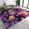 Hand Drawn Oil Painting Rose Flower Area Rug, Retro Floral Art Style Indoor Non-Slip Kids Rugs, Machine Washable Breathable Durable Carpet for Front Entrance Floor Decor-5x7ft view 1
