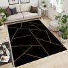 Luxurious Black Gold Geometric Stripe Art Area Rug, Indoor Non-Slip Kids Rugs, Machine Washable Breathable Durable Carpet for Front Entrance Floor Decor-5x6ft view 3