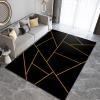 Luxurious Black Gold Geometric Stripe Art Area Rug, Indoor Non-Slip Kids Rugs, Machine Washable Breathable Durable Carpet for Front Entrance Floor Decor-5x6ft view 4