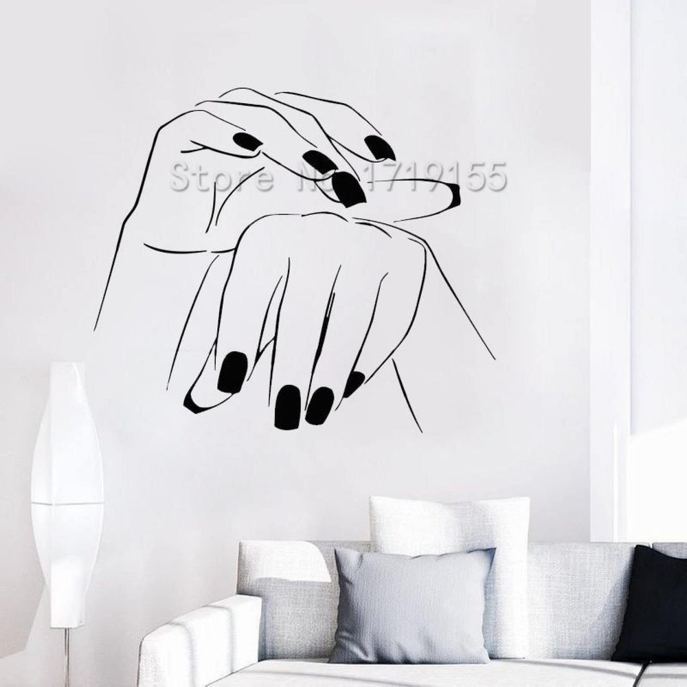 Wall Sticker Window Sticker Beauty Salon Woman Hand Wall Sticker Nail Art Nail Salon Nail Design Vinyl Nail Art Studio 42cmX48cm