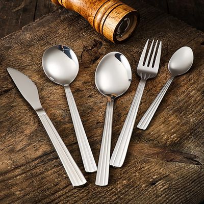 Silverware Set for 6 Modern Cutlery Flatware Set Premium Stainless Steel Striped Handle 30 Piece Include Knifes Forks and Spoons Tableware Utensils Set for Home Kitchen Wedding Restaurant