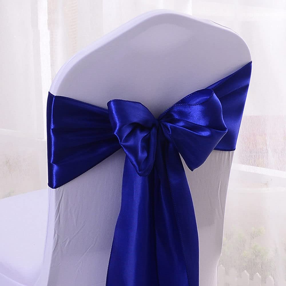 10/50/100pcs Satin Chair Bow Sashes Wedding Chair Knots Ribbon Butterfly Ties for Party Event Hotel Banquet Home Decoration,Royal Blue,10 pcs