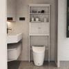 DSHADE Over The Toilet Storage, Double Door Bathroom Organizer Toilet Cabinet, Freestanding Above Toilet Rack with Open Shelves, White view 2