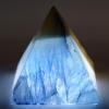 2.5" 255g Dyed Blue Agate w/Quartz Pyramid Polished Chalcedony Gemstone Crystal Mineral Specimen - India + One Clear Quartz Pebble view 2