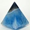 2.5" 255g Dyed Blue Agate w/Quartz Pyramid Polished Chalcedony Gemstone Crystal Mineral Specimen - India + One Clear Quartz Pebble view 3