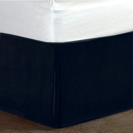Crown Bedding Navy Blue Color Valvet Bed Skirt 14 inch Drop Length Bed Skirt Dust Ruffle with Split Corners Queen XL. (60 x 84)