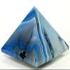 2.8" 240g Dyed Blue Banded Agate w/Quartz Druzy Pyramid Polished Natural Chalcedony Gemstone Crystal Mineral Collectible Specimen - India + One Clear Quartz Pebble view 1