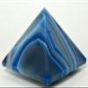 2.8" 240g Dyed Blue Banded Agate w/Quartz Druzy Pyramid Polished Natural Chalcedony Gemstone Crystal Mineral Collectible Specimen - India + One Clear Quartz Pebble view 3