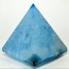 2.7" 300g Dyed Blue Banded Agate in Quartz Pyramid Polished Natural Gemstone Crystal Mineral Dcor Specimen - India + One Clear Quartz Pebble view 3