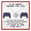 To My Gaming Partner For Life | Meaningful Love Knot Necklace, Romantic Jewelry for Gamer Couples | Anniversary, Valentines, Birthday,Christmas Keepsake Gift view 1