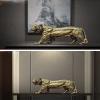 Large Brass Tiger Sculpture,Metal Copper Animal Zodiac Tiger Statue Model Crafts Desktop Ornament Office Home Living Room Bookshelf Wine Cabinet Decor view 3