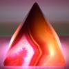 2.5" 265g Dyed Rose Pink Banded Chalcedony Agate w/Quartz Pyramid Polished Gemstone Crystal Mineral Specimen - India + One Clear Quartz Pebble view 2