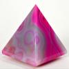 2.5" 265g Dyed Rose Pink Banded Chalcedony Agate w/Quartz Pyramid Polished Gemstone Crystal Mineral Specimen - India + One Clear Quartz Pebble view 3