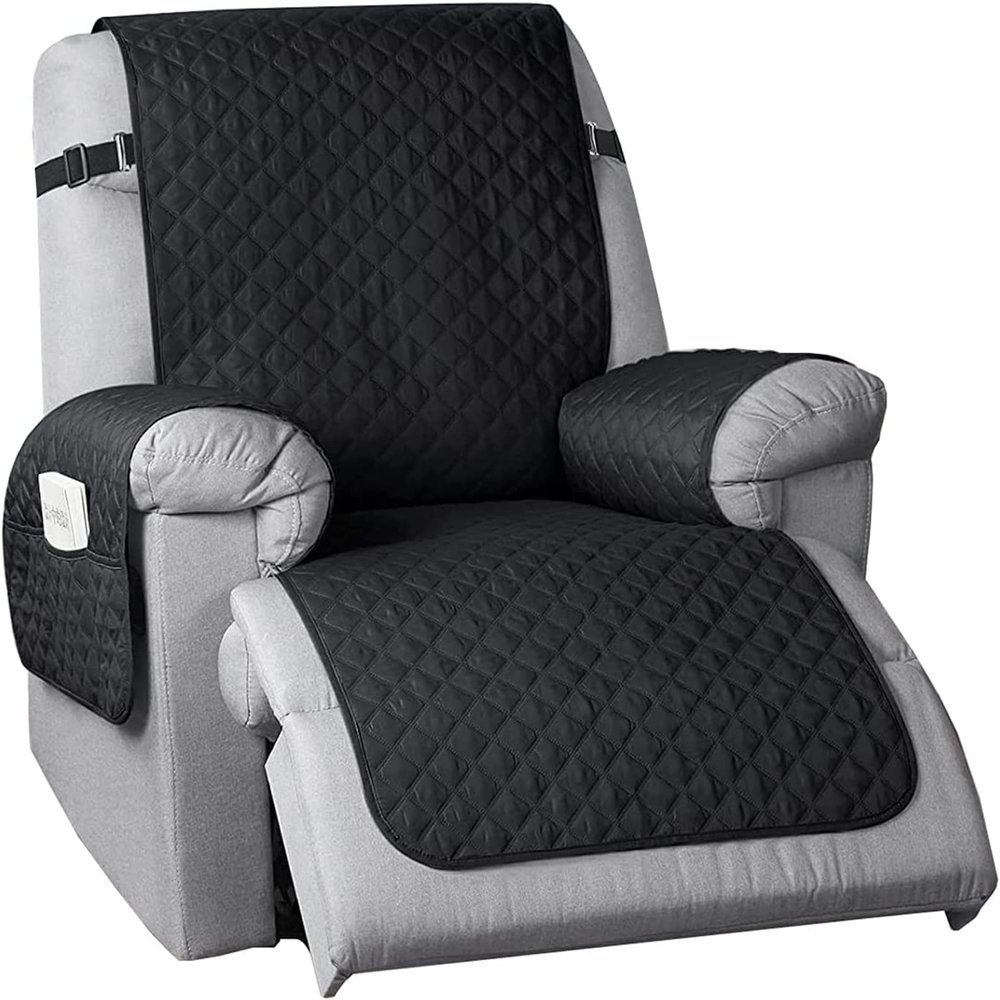 IMYOGI Waterproof Recliner Slipcover Quilted Soft Recliner Chair Cover Non Slip Reclining Couch Cover Washable Recliner Sofa Cover for Kids and Pets (Color : Black)