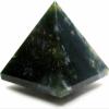 55mm 155g Rich Green Moss Agate Pyramid Polished Natural Chalcedony w/Dendrites Gemstone Crystal Mineral Specimen - India + One Clear Quartz Pebble view 1
