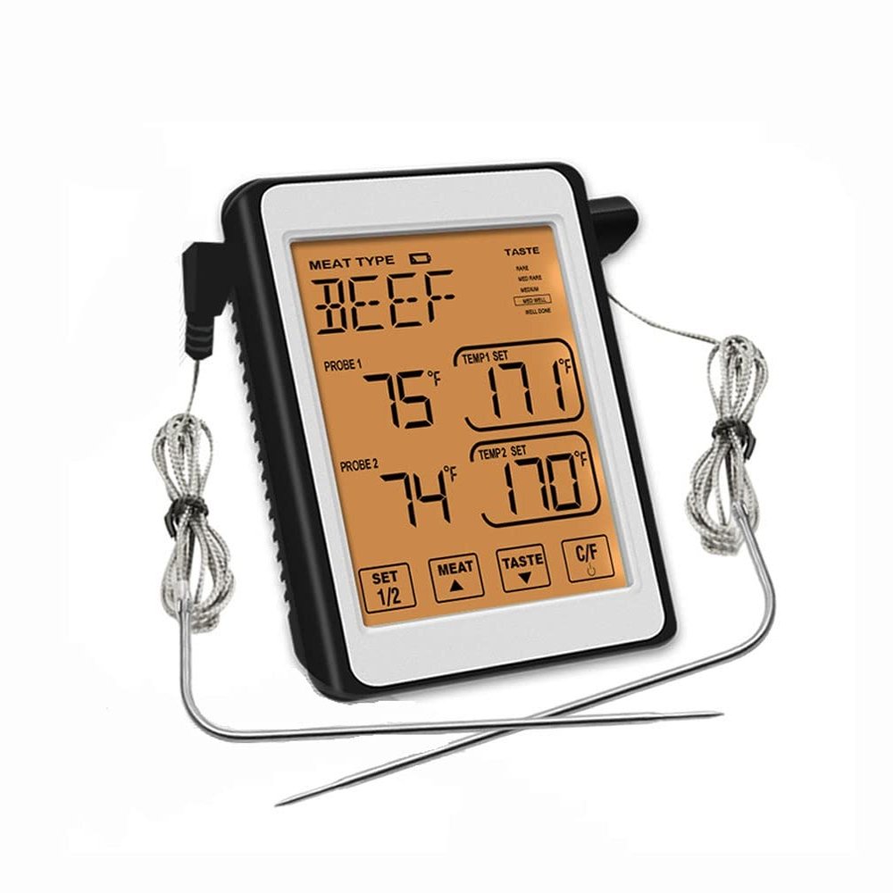 XARONF Food & Meat Thermometer w/Temperature Probe, Leave in Digital Oven Thermometer for Cooking in The Kitchen with 2 Probes, Grill Thermometer for Oven Food Cooking BBQ (Color : B)