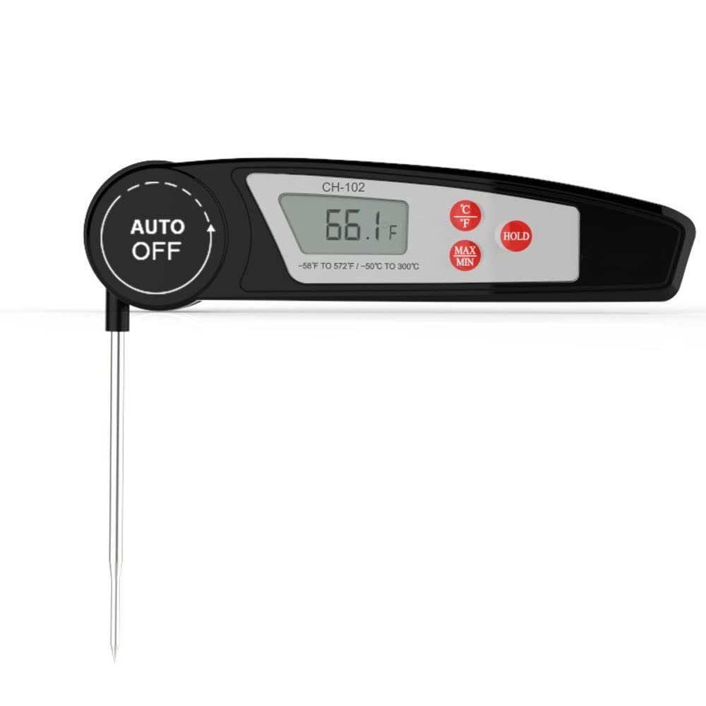 XARONF Meat Thermometer, Instant Read Food Thermometer, Waterproof Ultra Fast Digital Cooking Thermometer for Candy Deep Fry Liquids Beef Kitchen Baking Smoker Grill BBQ, Red (Color : Black)