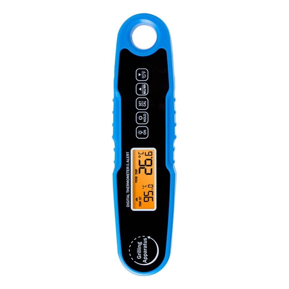 XARONF Digital Meat Thermometer, Instant Read Food Thermometer, Alarm Set, Backlight, Cal, Temp Chart, Cooking Thermometer for Grilling, BBQ, Baking, Candy, Liquid, Deep Fry (Color : Blue)