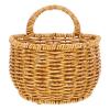 2Pcs Hand Woven Storage Basket, Small Imitation Rattan Hanging Basket for Kitchen, Bathroom, Wall Decor, Sundries Organizer, 11.02 X 5.51 X 5.51 Inch view 1
