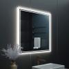 Bathroom Mirror Square Big Led Vanity Makeup Dimmable Anti-Fog 32 * 32" Silver Modern Contemporary Fog Free view 2